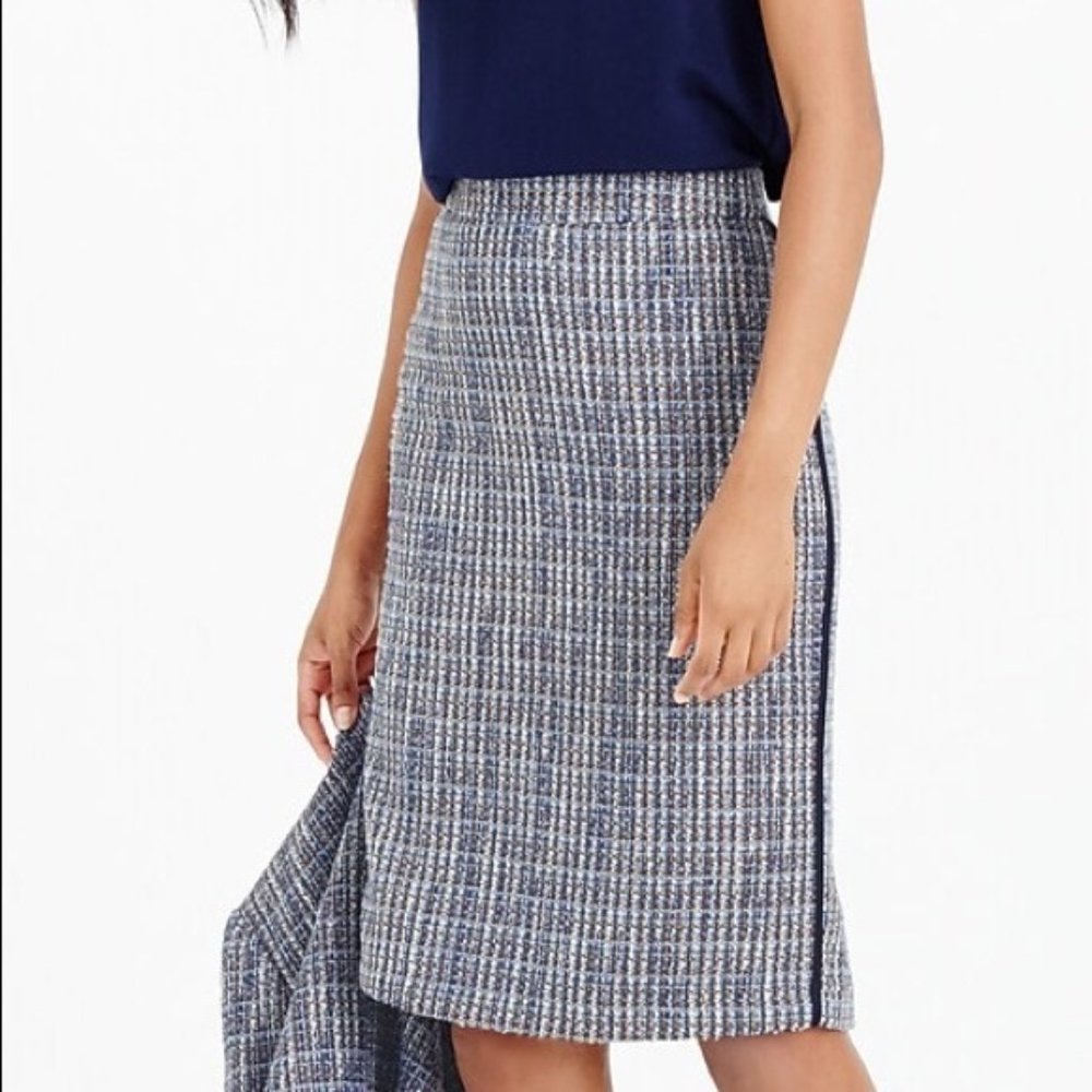 J Crew Pencil Skirt Flecked Tweed Silvermist Sze 2